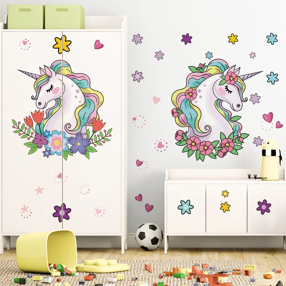 Наклейки на стены в виде единорога наклейка стену форме декор сердца цветок день