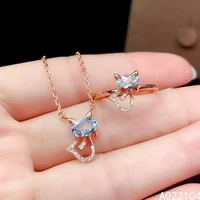 kjjeaxcmy fine jewelry 925 sterling silver inlaid natural sky blue topaz women exquisite trendy cat gem ring pendant set support