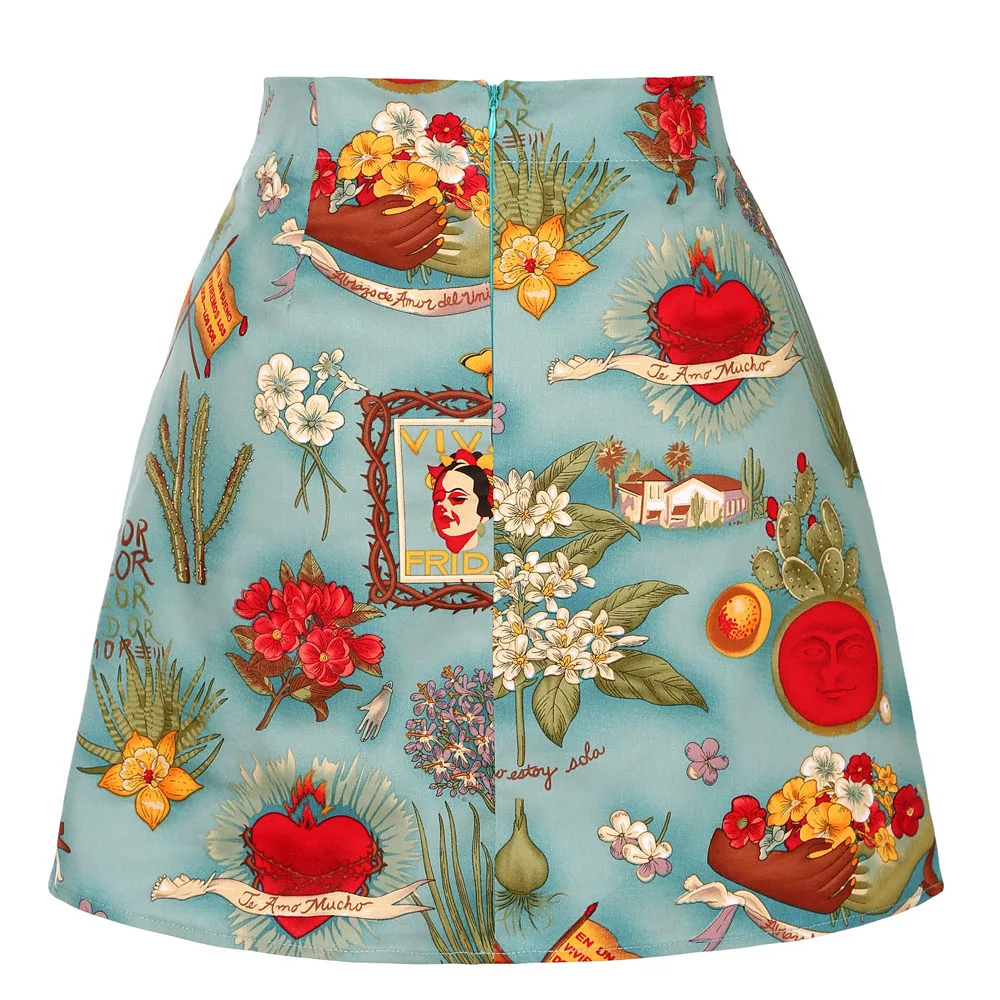 Винтажная хлопковая юбка в стиле ретро Женская с цветочным принтом мини