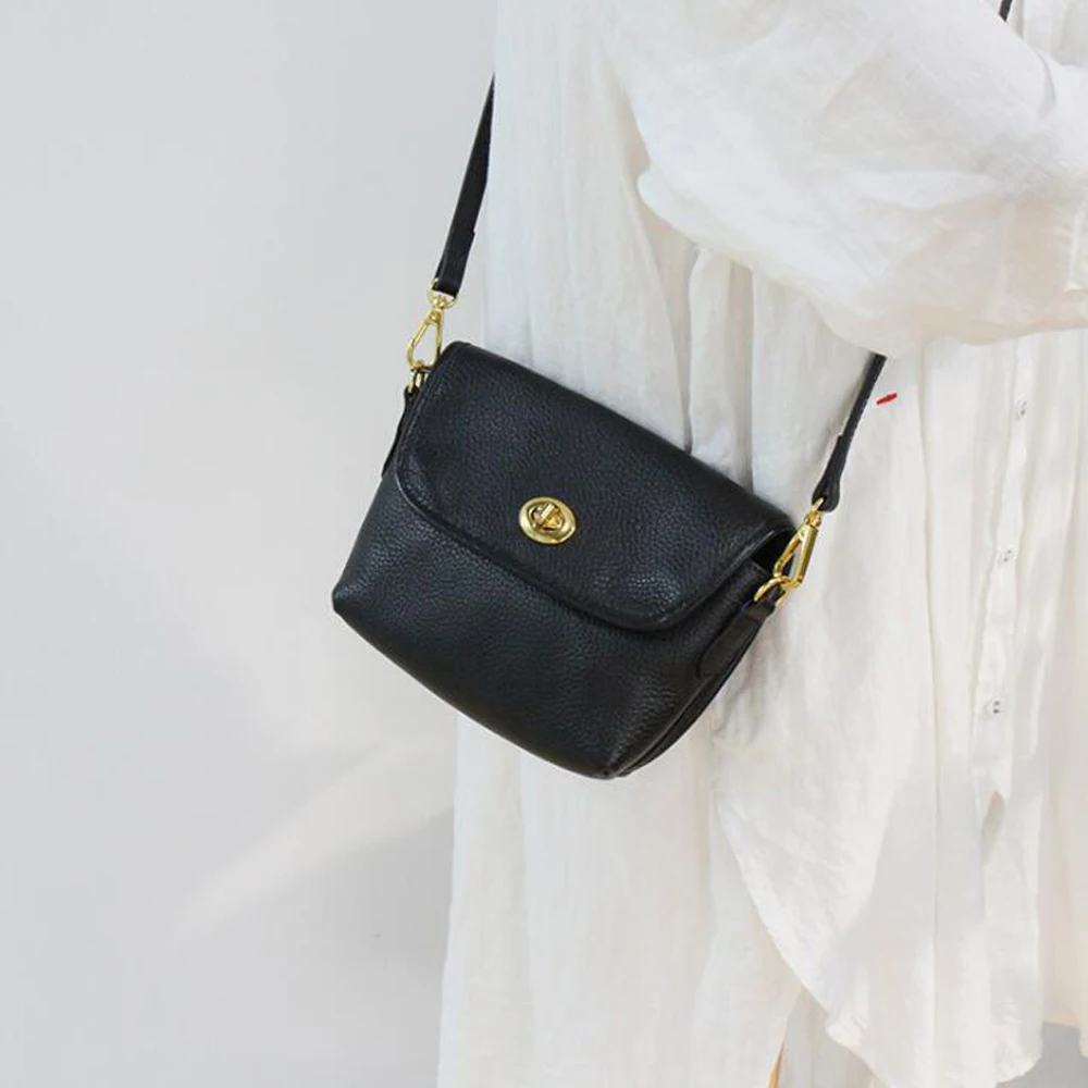 Простая Сумка через плечо из натуральной кожи Маленький модный дизайнерский