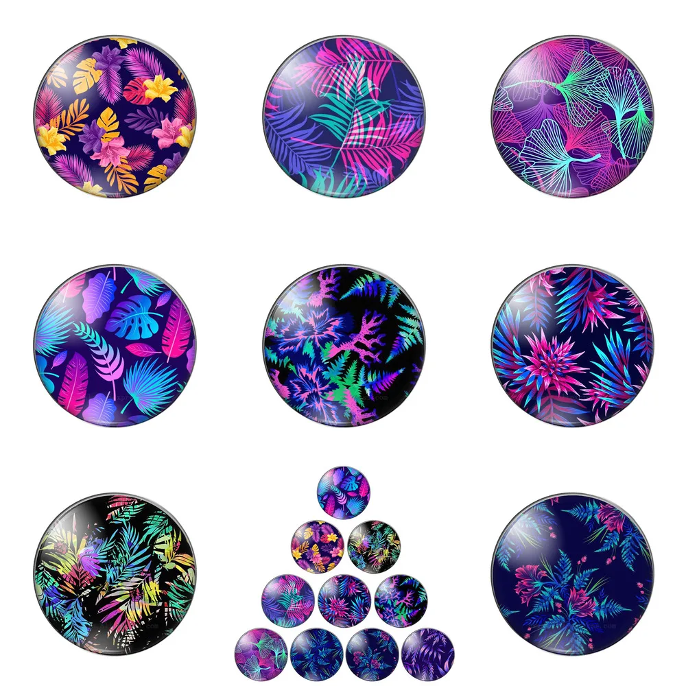 Иллюстрация фиолетовых тропических листьев 10 мм/12 мм/16 мм/18 мм/25 мм круглая