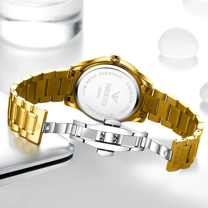 NIBOSI Couple Watch Mens Watches Top Brand Luxury Luminous Quartz Watch Women Ladies Dress Wristwatch Fashion Casual Lover Clock