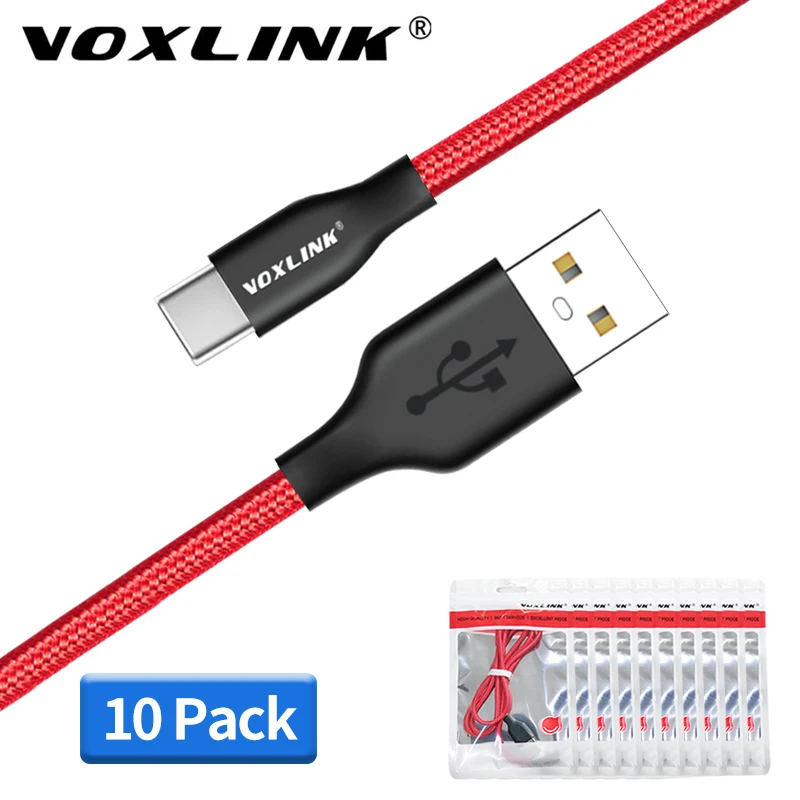 VOXLINK 10 шт Тип usb C кабель для xiaomi redmi note7 USB Мобильный телефон для быстрой зарядки Тип C кабель для samsung Galaxy S9 S8 плюс