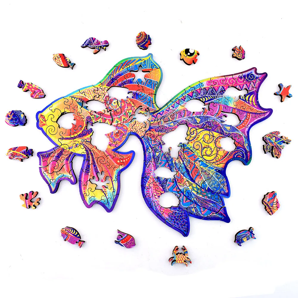 

Tomy Genuine Wooden Irregular Goldfish Jigsaw Puzzles Unique Animal Jigsaw Puzzle Gift for Adult Kids Educational Toys