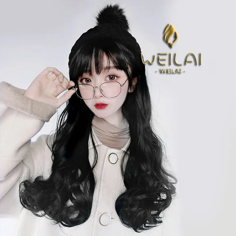 WEILAI Wig женская зимняя Корейская Вязаная Шерстяная Осенняя шапка Ins и корейская
