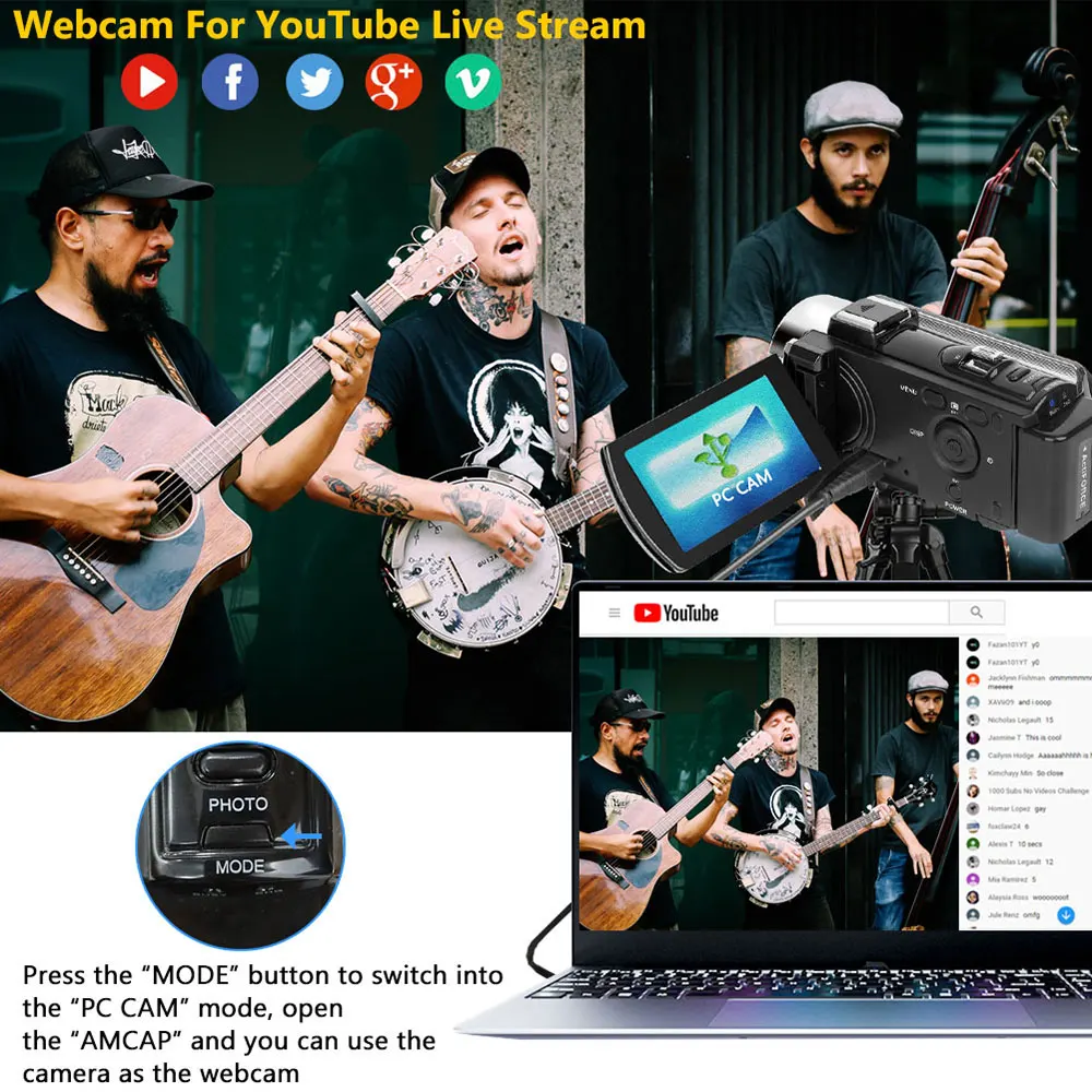 Видеокамера видеокамера цифровая YouTube Vlogging FHD 1080P 24MP вращение на 270 градусов 16X