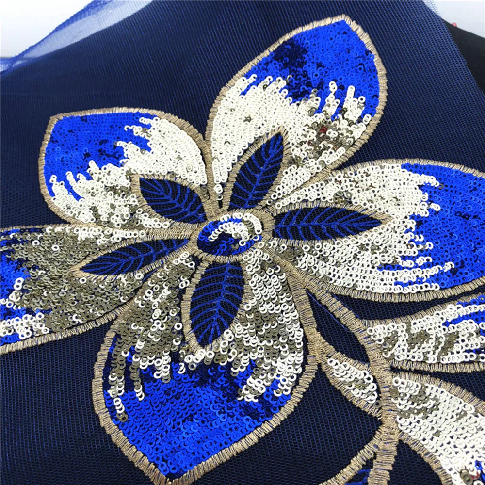 Нашивка с блестками вышитая Цветочная аппликация блестки ткань для одежды