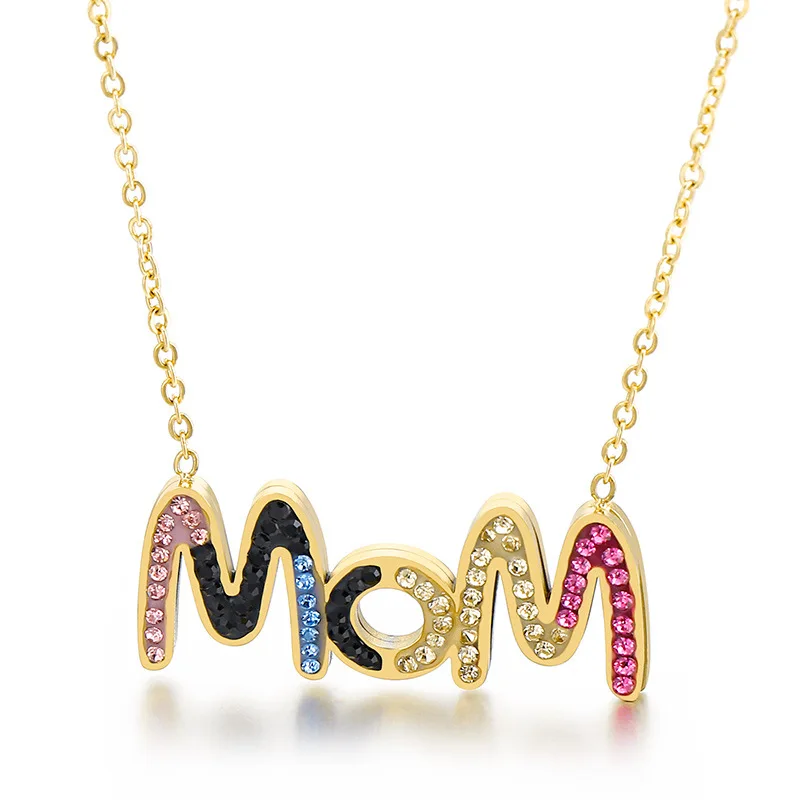 

New Arrival Top Quality Zirconia Heart Necklace Pendant For Mom Long Snake Chain Jewelry Gift for Mother's Day
