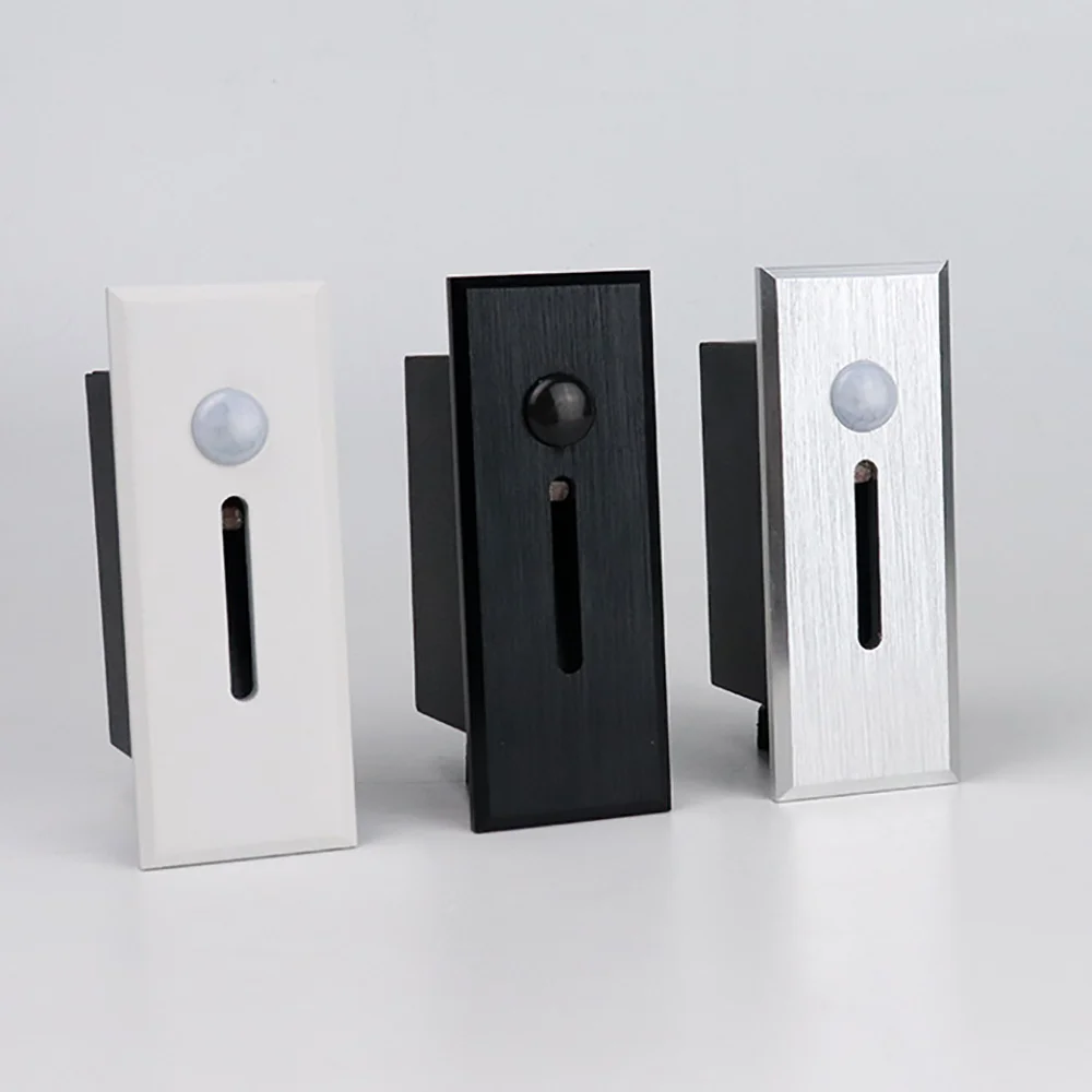 Настенный светильник с ИК-датчиком движения алюминиевый встраиваемый