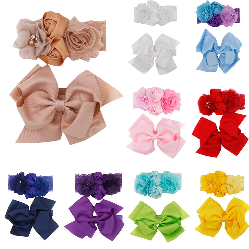 Повязка на голову с бантом для маленьких девочек комплект из 2 предметов