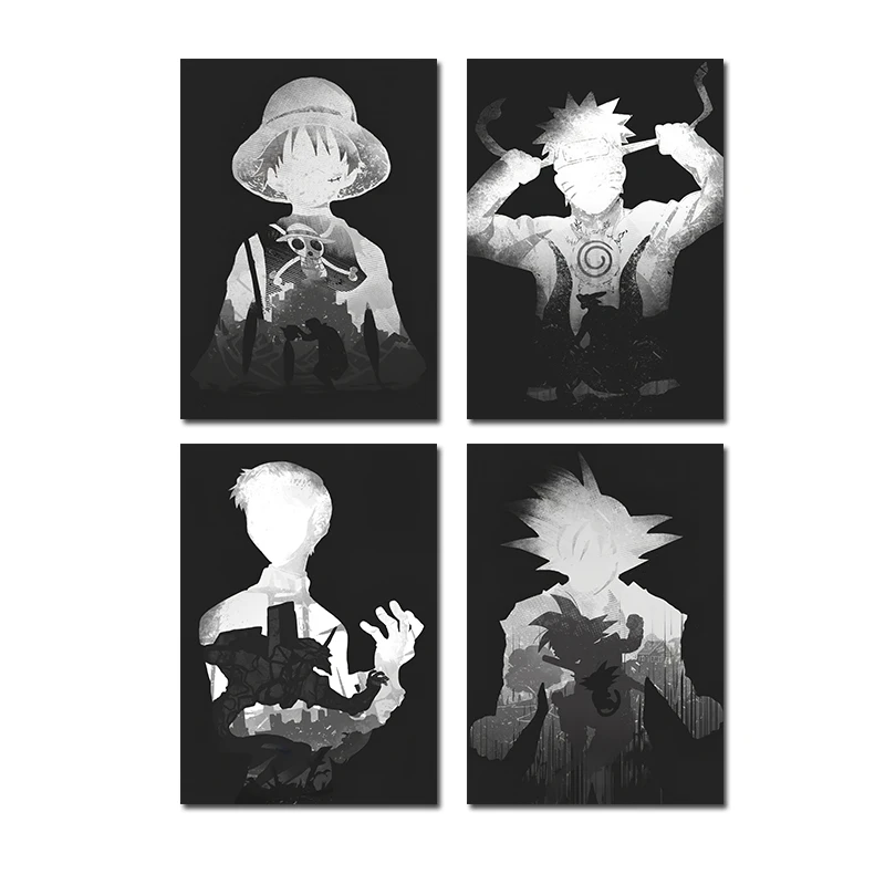 

Japanese Classic Anime Characters Silhouettes Anime Posters Canvas Paintings and Prints Cuadros Art Murals Children Room Wall De