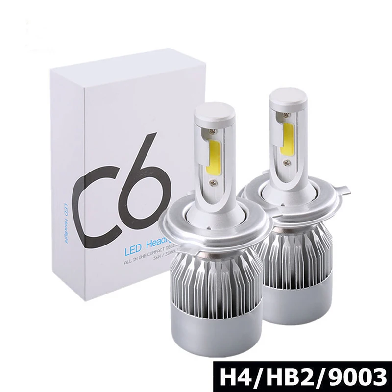 2 шт. Автомобильные светодиодные лампы H4 C6 6000 лм 36 Вт|Передние LED-фары для авто| |