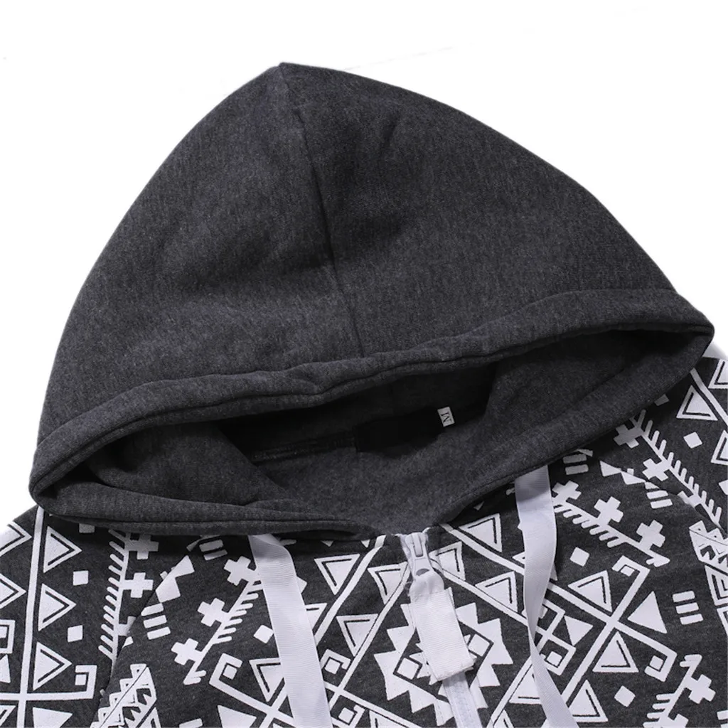 Chamsgend Мужская Рождественская Толстовка свободный принт карман молния пальто с