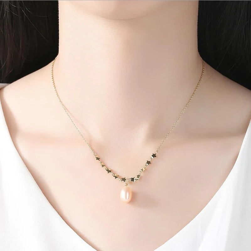 Цепочка женская из серебра 925 пробы с настоящим пресноводным жемчугом | Украшения