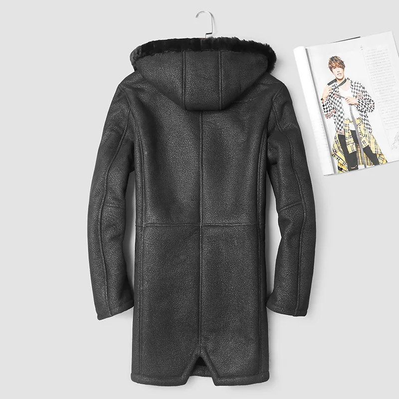 Мужская куртка из натуральной кожи зимняя короткой овечьей шерсти мужская