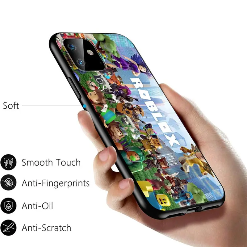 

Game Robloxes For Apple iPhone 12 11 Pro Max mini XS Max XR X 8 7 6 6S Plus 5S SE 2020 Soft Black Phone Case