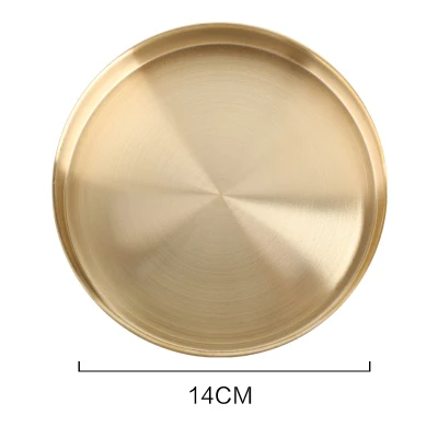 14cm gold Розовое золото, органайзер для ювелирных изделий, лоток, скандинавский Медный Круглый лоток для хранения, офисный Настольный металлический органайзер, лоток, золотой десерт, сахарная тарелка - Цвет: 14cm gold