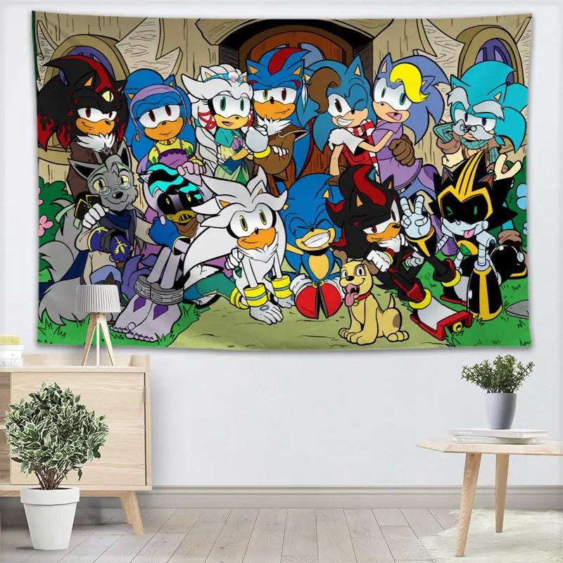 Sonic The Hedgehog гобелен настенный Декор для домашней вечеринки на день рождения украшения тканевые гобелены палатка туристический спальный коврик