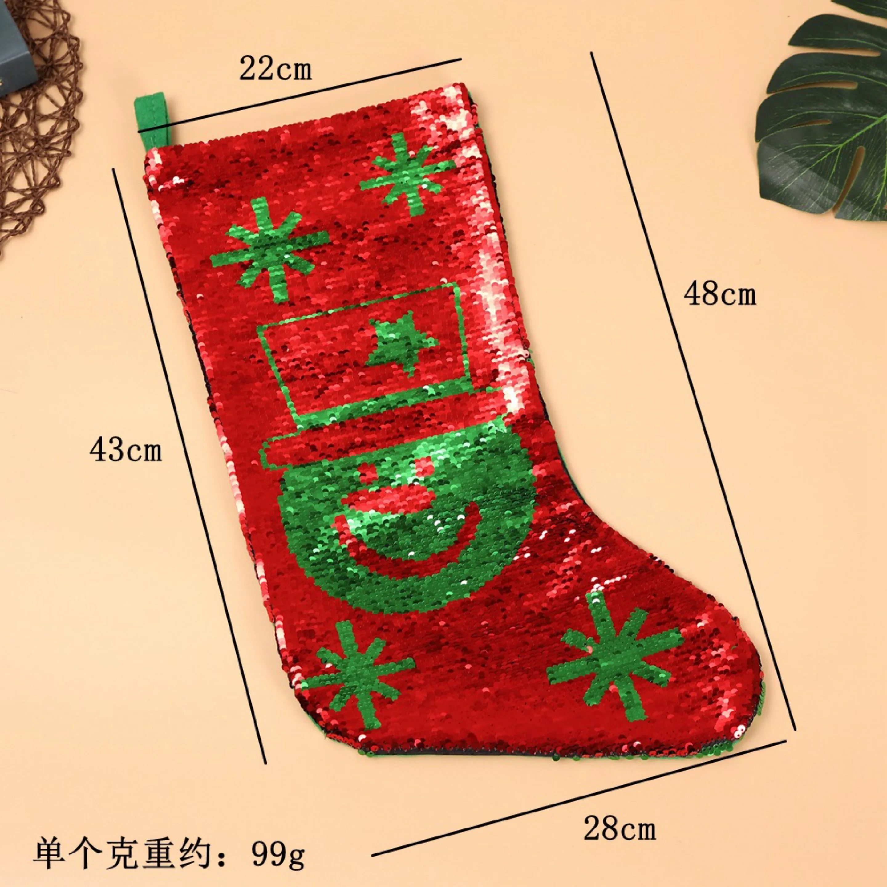 Большие рождественские носки с блестками Подарочный мешок Рождественский для