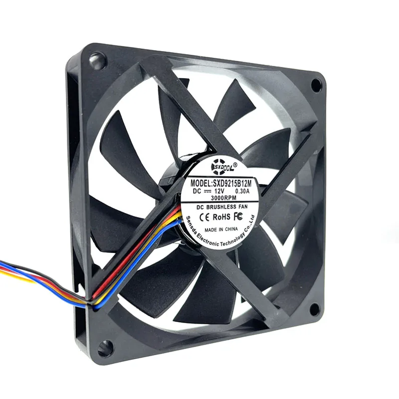 SXDOOL 9015 9cm 90mm Slim Fan 90x90x15mm DC12V 0.30A Ball Bearing 4 Wire PWM Speed Control Cooling Fan for Computer Chassis CPU