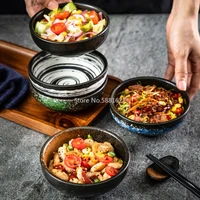 japanese style tableware ceramic household millet ricebowl restaurant commercial creative five inch korean retro single ricebowl