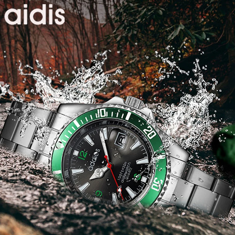 Новинка 2021 мужские часы ADDIES Роскошные Кварцевые GMT с вращающимся корпусом