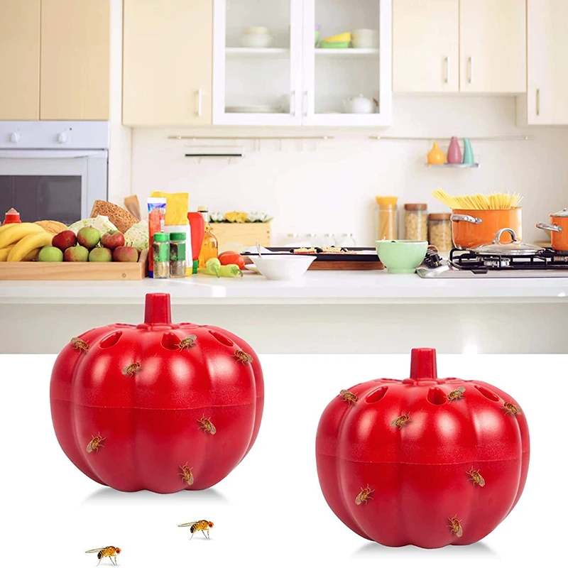 

2 PCS Fruit Fly Trap Reusable Pumpkin Shape Fly Catcher for Indoor Outdoor House Restaurant Courtyard GHS99