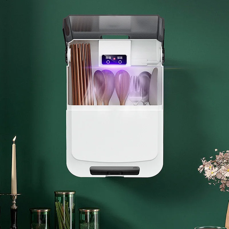 kitchen tableware sterilizer box wall mounted usb disinfection air drying machine chopstick cutlery organizer chopstick holder free global shipping