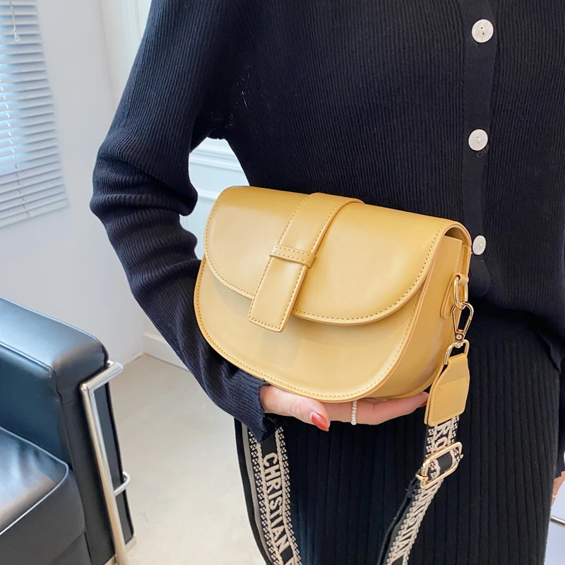 

High Quality Solid PU Leather Saddle Shaped Women Shoulder Designer Messenger Bag Purses And Handbags Handbags For Women Bolsos