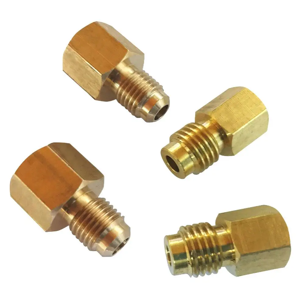 4PCS R134A Brass Refrigerant Tank Adapter To R12 Fitting Adapter Valve Core Vacuum Pump Air Conditioning Tool Fast Shipping