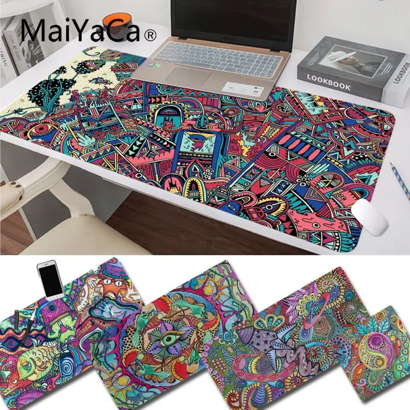 

MaiYaCa Indie Hippie Art Top Quality Customized laptop Gaming mouse pad Size for large Edge Locking Game Keyboard Pad