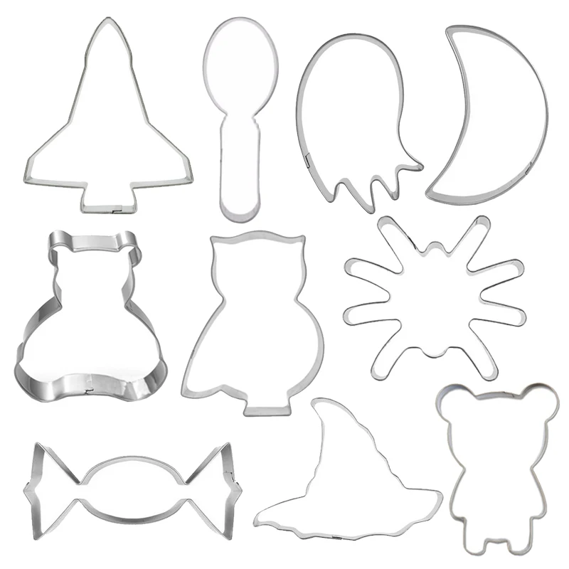 

10Pcs Halloween Stainless Steel Biscuit Mould 3D Animal Pastry Cookie Cutters Cake Decorate Tools April Fools ' Day Baking