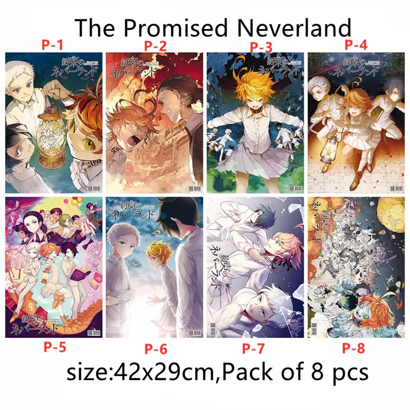8 шт./лот аниме обещанный Невер тиснение плакат игрушки размер 42x29 см для подарка |