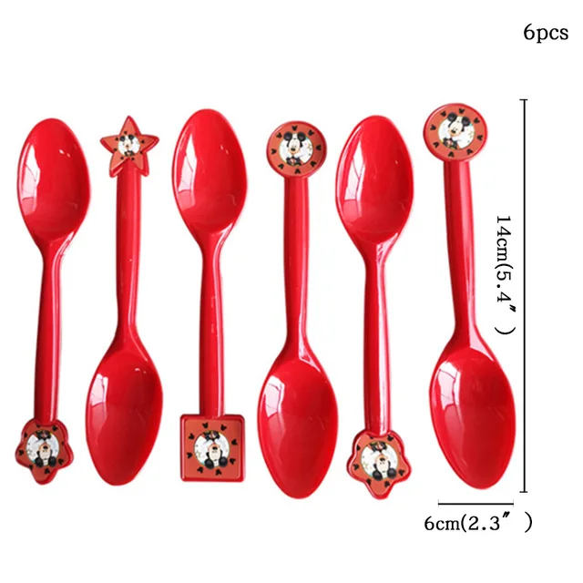 Meal spoon-6pcs Вечерние принадлежности с изображением Микки Мауса, вечерние украшения, Детская Подвеска в виде шара на день рождения - Цвет: Meal spoon-6pcs