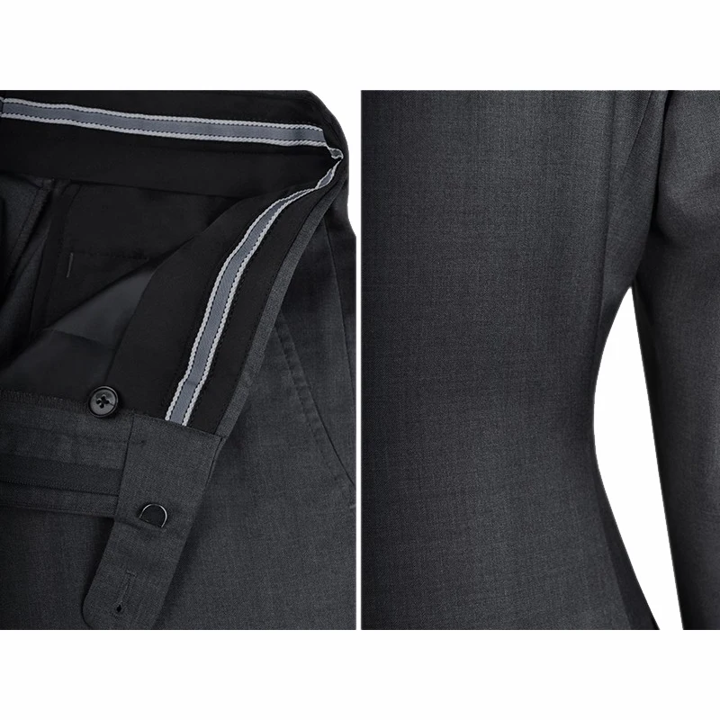 Мужской приталенный костюм из шерстяной ткани пиджак и брюки серого цвета