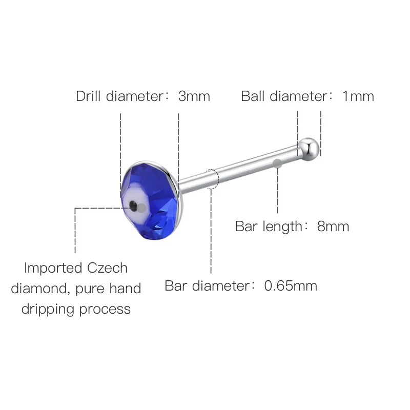 HelloLook 24 шт./компл. пирсинг для носа кольцо 925 пробы серебряные носовые шпильки с