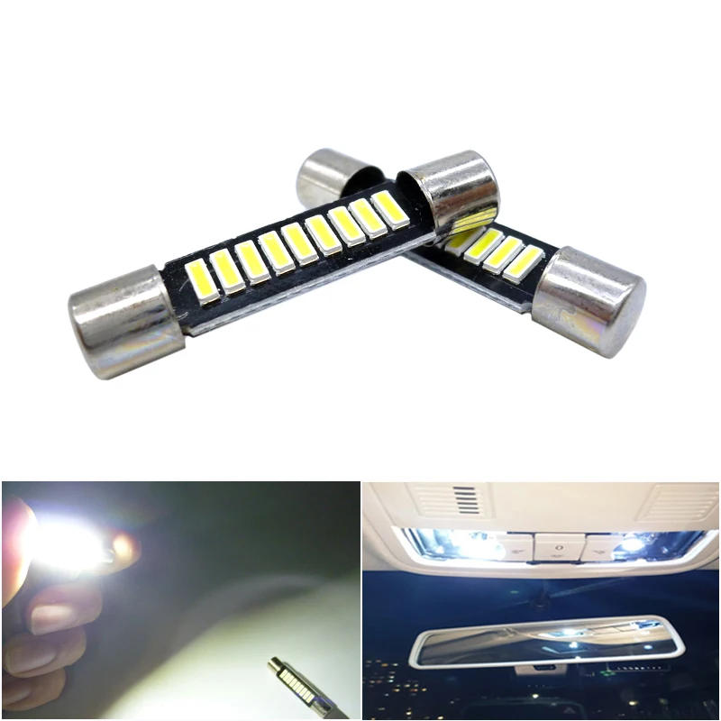 

2x 28mm 29mm 31mm Festoon Car led light C5W C10W 6641 6614F Sun Visor Vanity Mirror Light Door Dome Reading Lamp white 12V