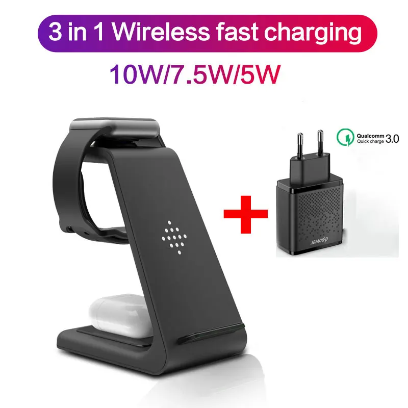 

Newest 3 in1 Wireless Charger For AirPods iPhone 11/Xs Apple Watch 23 Wireless Charging Stand for iWatch iPhone 11Pro/Xr/Xs Max