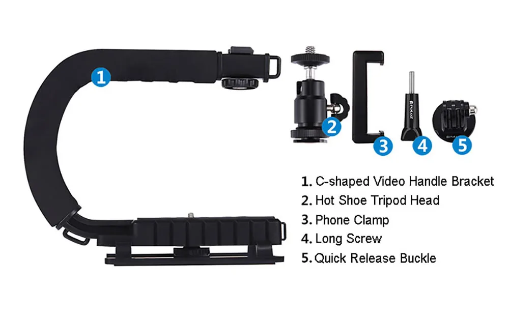 PULUZ для Steadycam c-образная u-образная рукоятка Стабилизатор камеры w/h штатив головка телефона Зажим адаптер для стабилизатора Steadicam DSLR