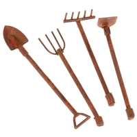 4pcs 112 scale dollhouse miniature shovel hoe and pitchfork farming tools fairy garden accessories furniture toys