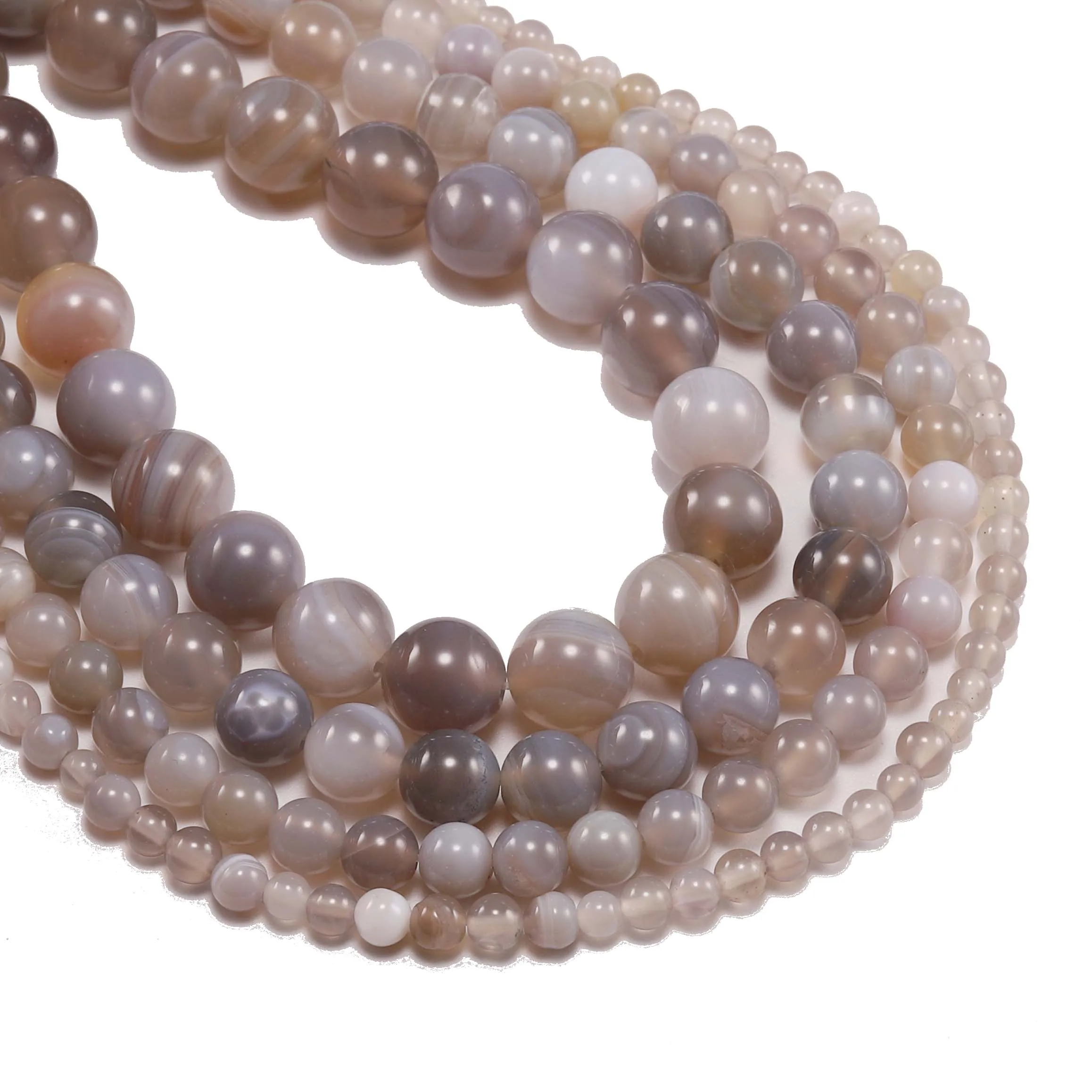 

1Strand/Lot 4-12mm Round Stripe Gray Agates Natural Stone Beads Necklace Bracelet for DIY Jewelry Making Findings Supplies