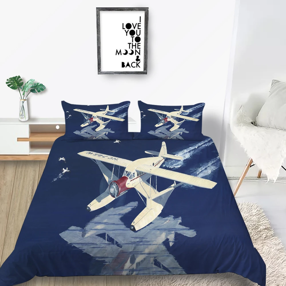 

Seagull Bedding Set Plane Cool Fashionable 3D Duvet Cover Artistic King Queen Twin Full Single Double Unique Design Bed Set