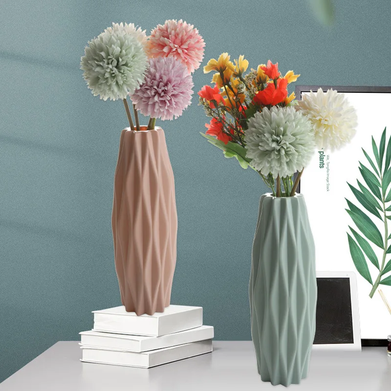 

Modern Flower Vase White Pink Green Plastic Vase Nordic Home Living Room Decoration Flower Bottle Ornament Flower Arrangement