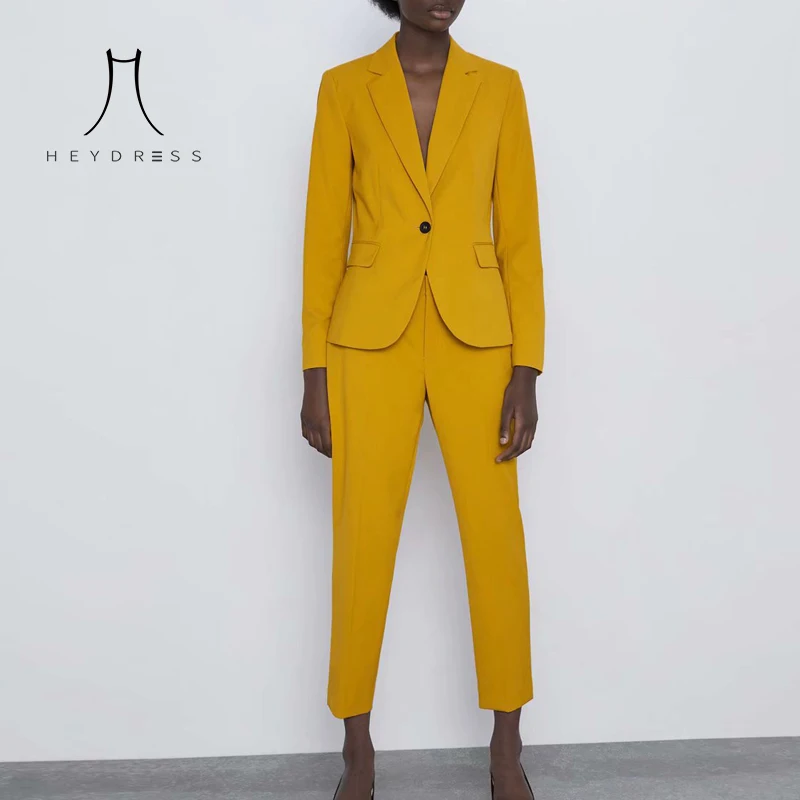 Женский брючный костюм Heydress однотонный из двух предметов блейзер на одной