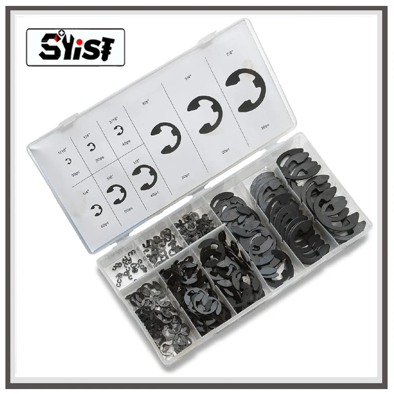 

300PCS E Clip Snap Rings Assortment Kit Heat Treated Steel External Circlip Snap Retaining C-Clips Ring Set Fastener ( M3- M22)
