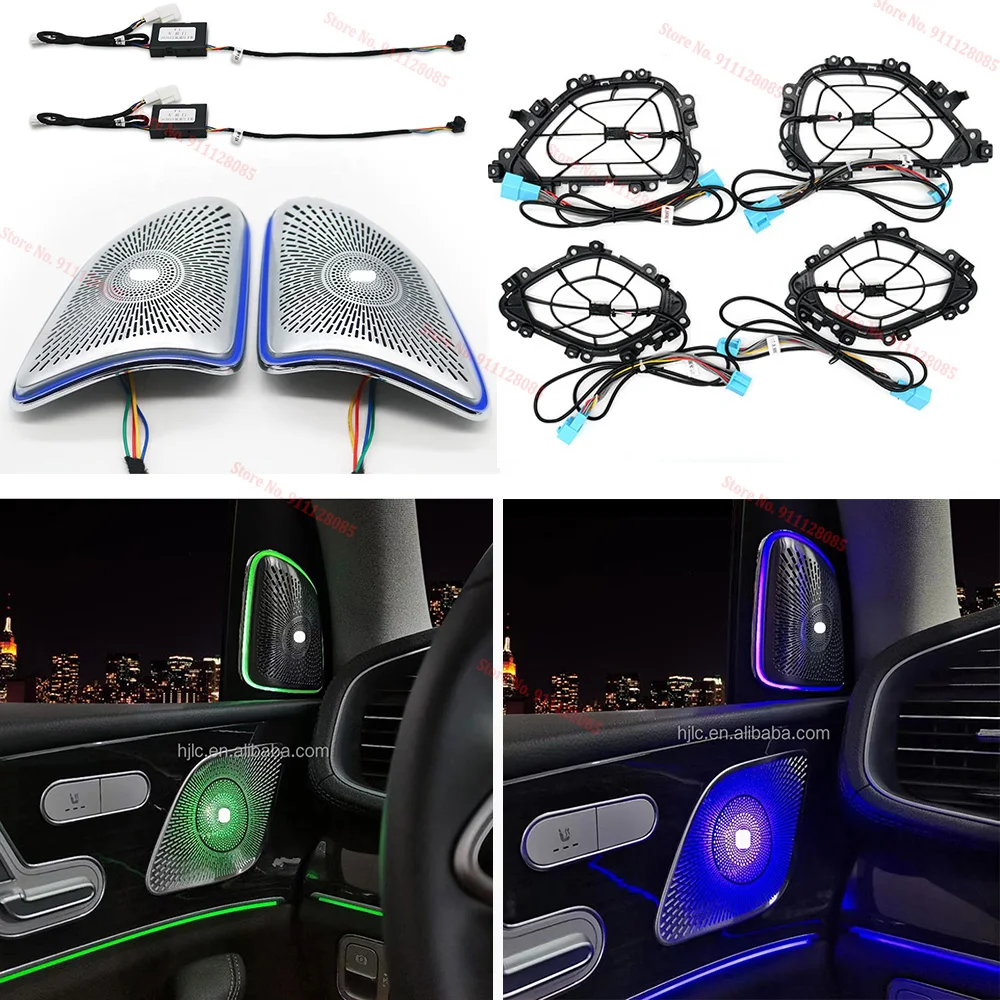 

64 Colors LED 3D Speaker Tweeter Cover For Mercedes Benz W167 GLE GLS AMG 2020 2021 GLE53 Metal Ambient Light Decorative Cover