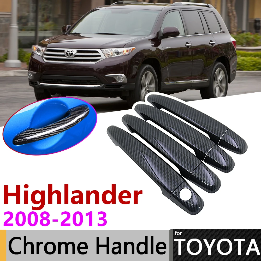Черная накладка на дверную ручку из углеродного волокна для Toyota Highlander Kluger XU40 2008 ~