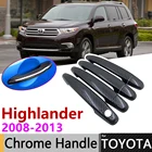 Черная накладка на дверную ручку из углеродного волокна для Toyota Highlander Kluger XU40 2008  2013 2009 2010 2011 2012, автомобильные аксессуары, набор хромированных стикеров