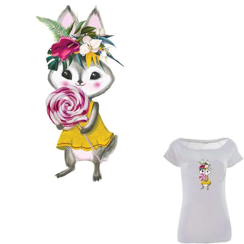 Утюжок на заплатках кролик медведь лиса патчи для одежды цветок патч легко