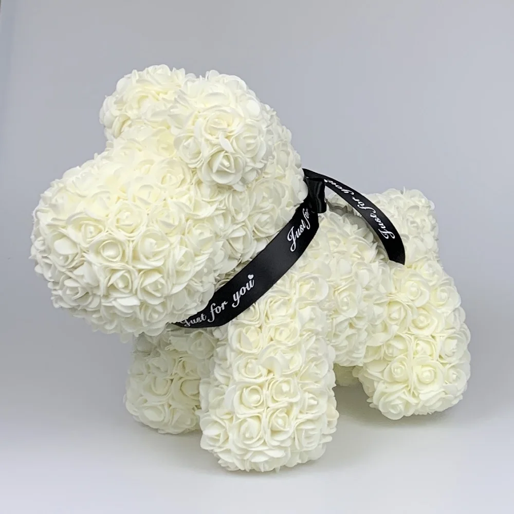 Милый подарок искусственная Роза медведь цветок роза собака на Рождество